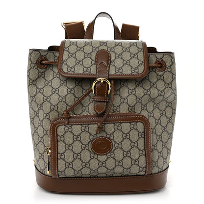 Gucci GG Supreme Monogram Azalea Calfskin Retro Interlocking G Buckle Backpack Beige Ebony Brown Sugar 1 of 10