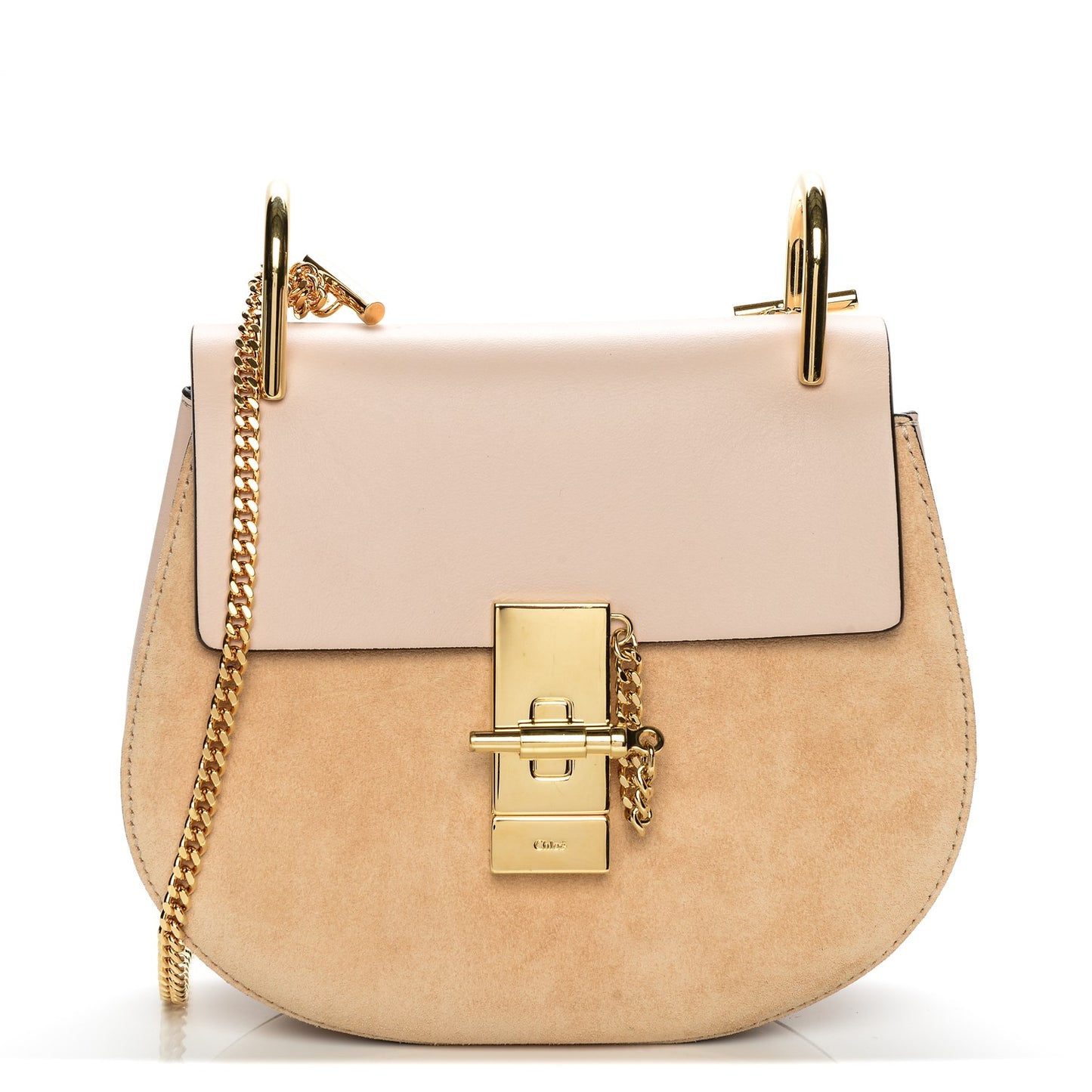 Suede Calfskin Mini Drew Shoulder Bag Cement Pink