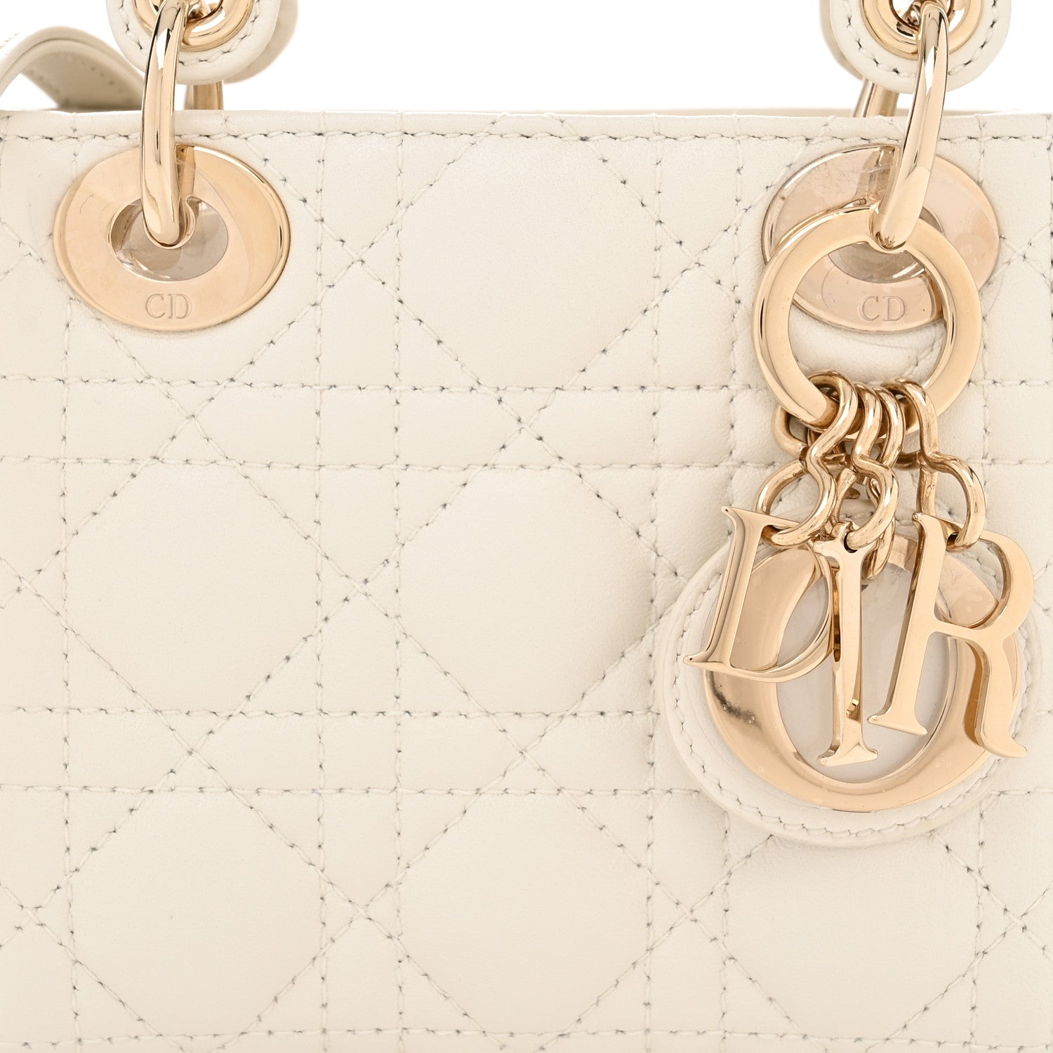 Christian Dior Lambskin Cannage Micro Lady Dior White 8 of 11