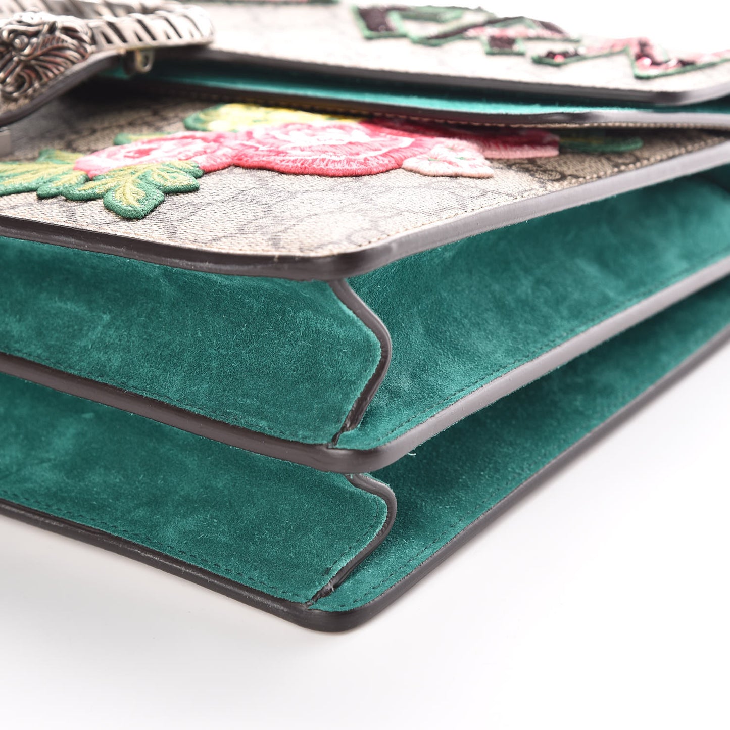 GG Supreme Monogram Embroidered Medium Dionysus Shoulder Bag Emerald