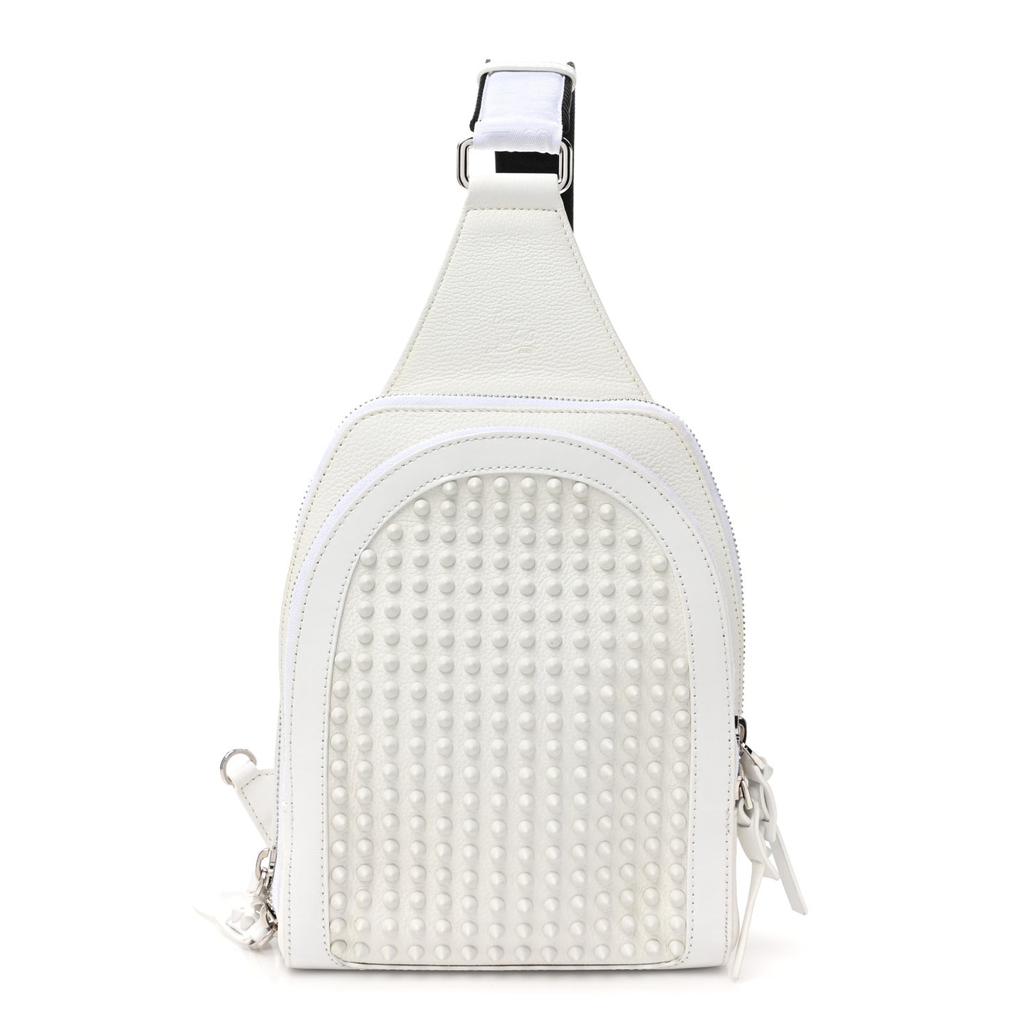 Calfskin Mens Loubifunk Spiked Bag White