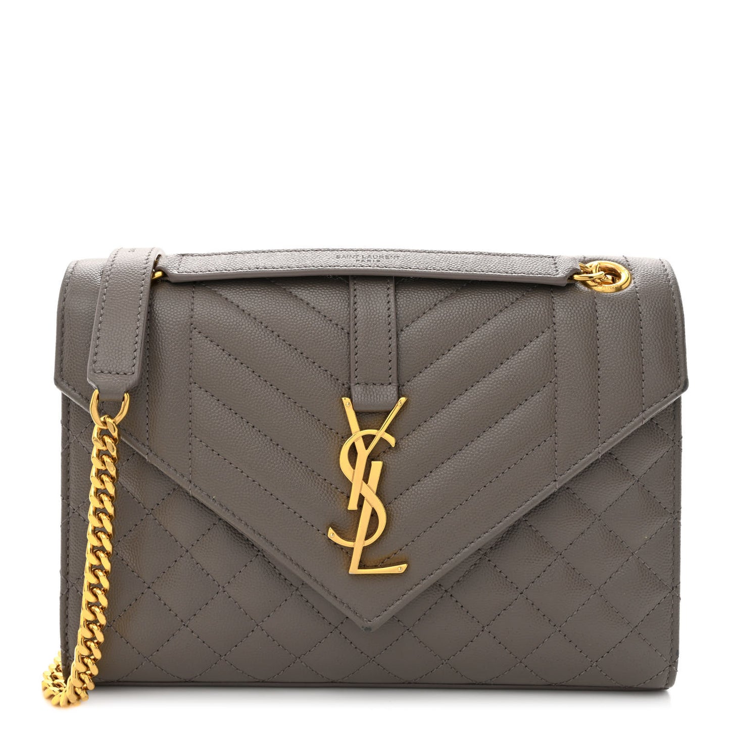 Grain De Poudre Textured Mixed Matelasse Medium Triquilt Monogram Satchel Earth