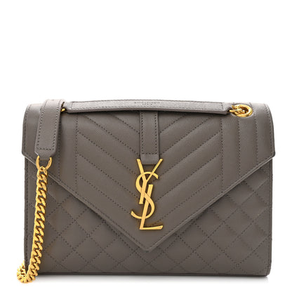 Saint Laurent Grain De Poudre Textured Mixed Matelasse Medium Triquilt Monogram Satchel Earth 1 of 16