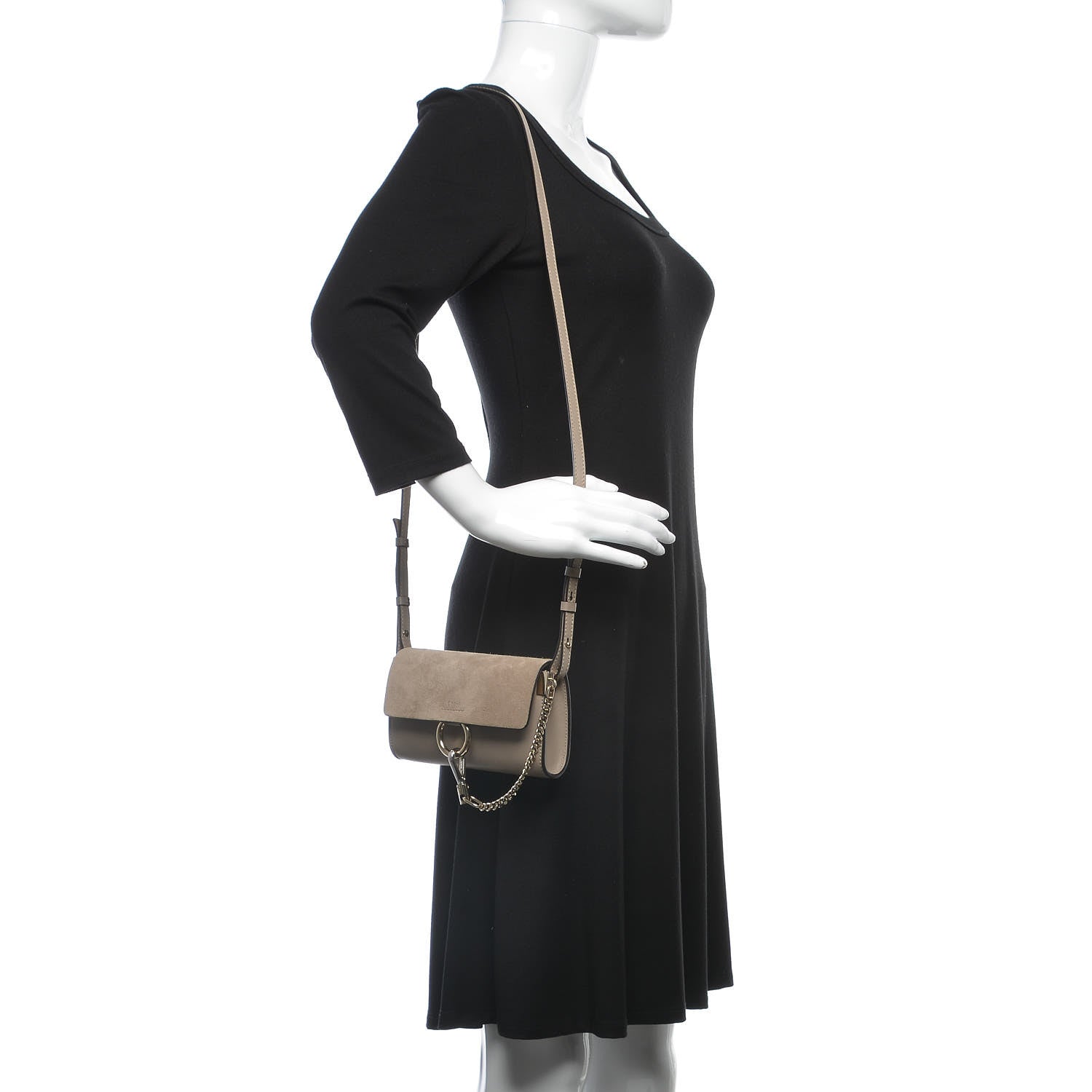 Chloe Suede Calfskin Mini Faye Shoulder Bag Motty Grey 2 of 7
