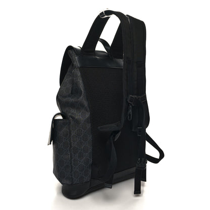 Gucci Soft GG Supreme Monogram Calfskin Web Double Buckle Backpack Black 3 of 10