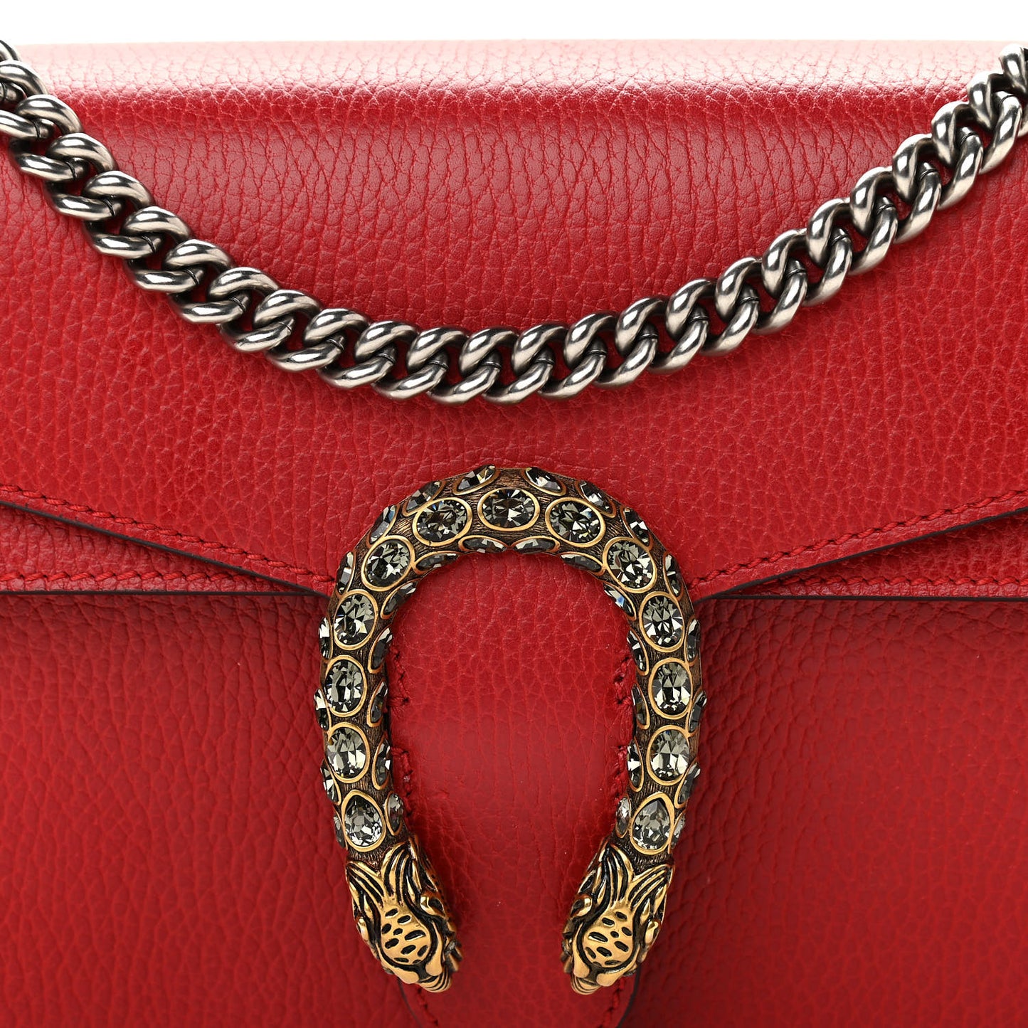 Dollar Calfskin Swarovski Crystal Small Dionysus Shoulder Bag Hibiscus Red