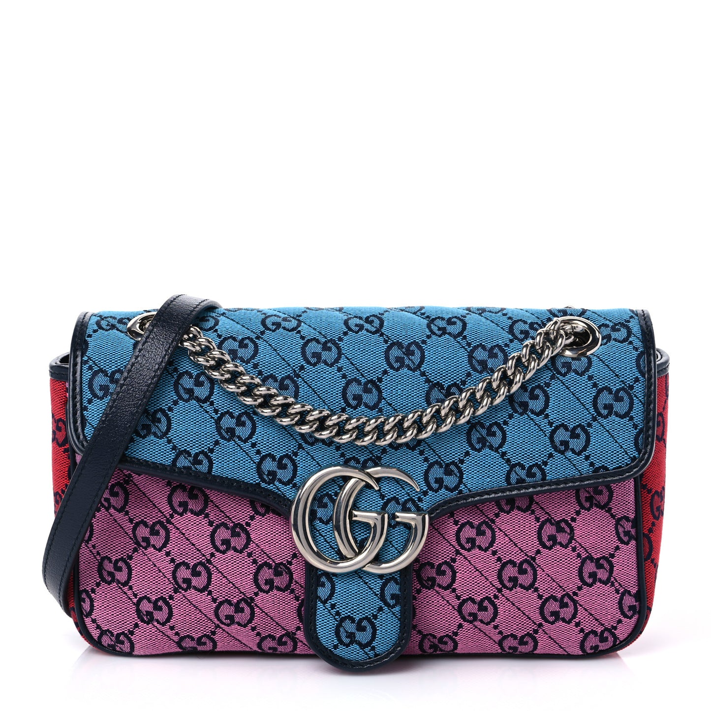 Monogram Multicolor Matelasse Diagonal Small GG Marmont Shoulder Bag Light Blue Pink Blue Green Red
