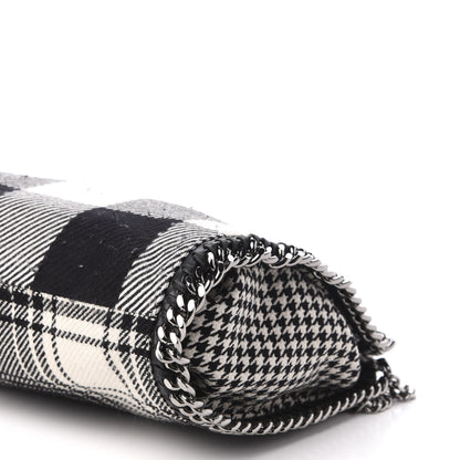 Stella McCartney Wool Plaid Mini Falabella Fold Over Tote Black White 12 of 13