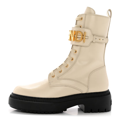 Fendi Vitello Abrasivato Fendigraphy 50mm Biker Boots 41 White 1 of 12