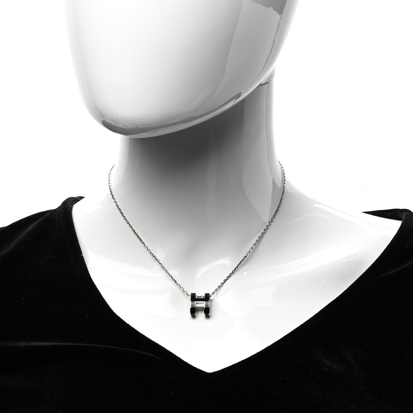 Lacquered Palladium Pop H Pendant Necklace Black