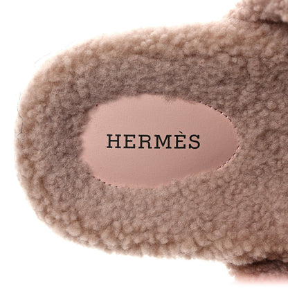 Hermes Woolskin Womens Chypre Sandals 38 Bois De Santal 7 of 7