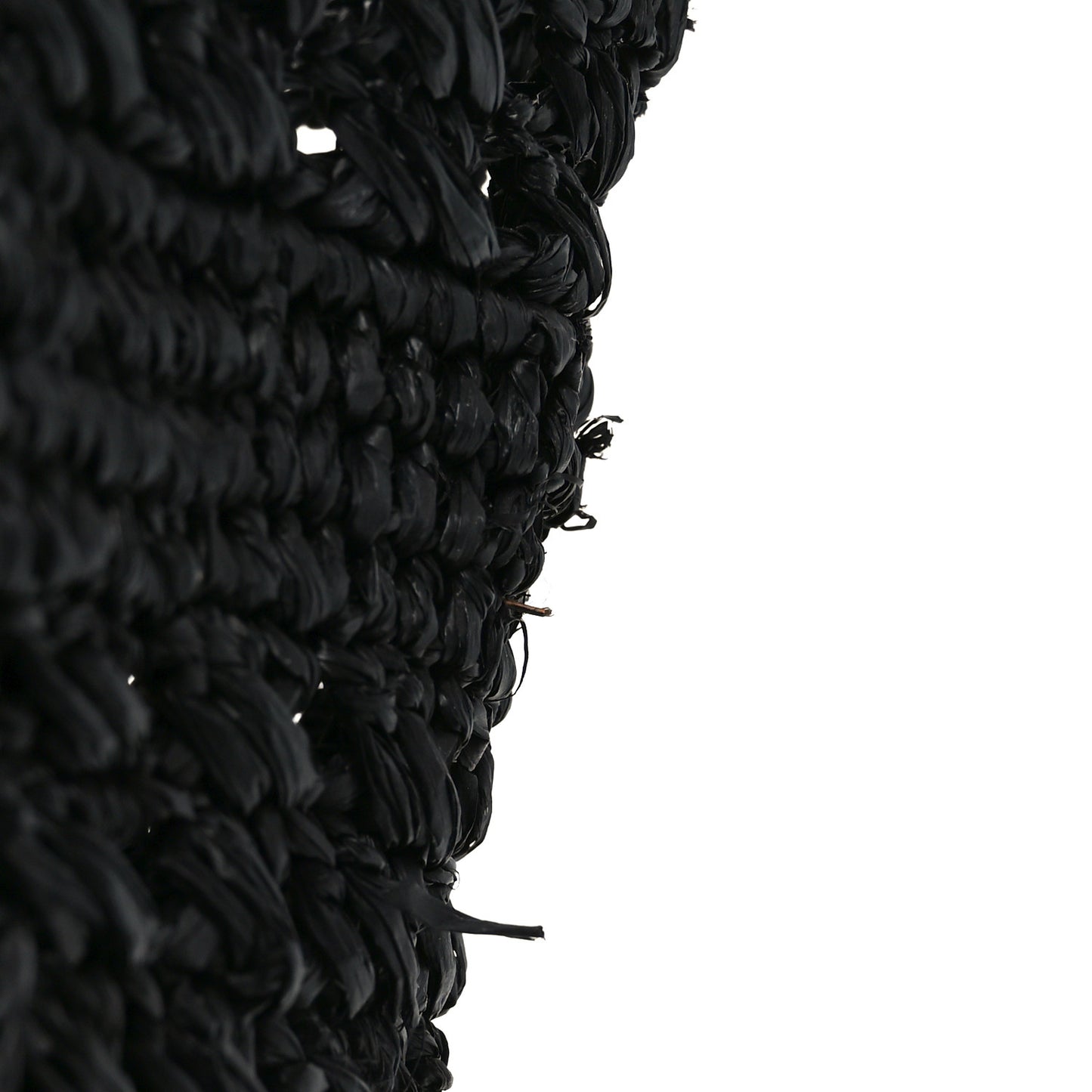 Raffia Calfskin Medium Panier Tote Black