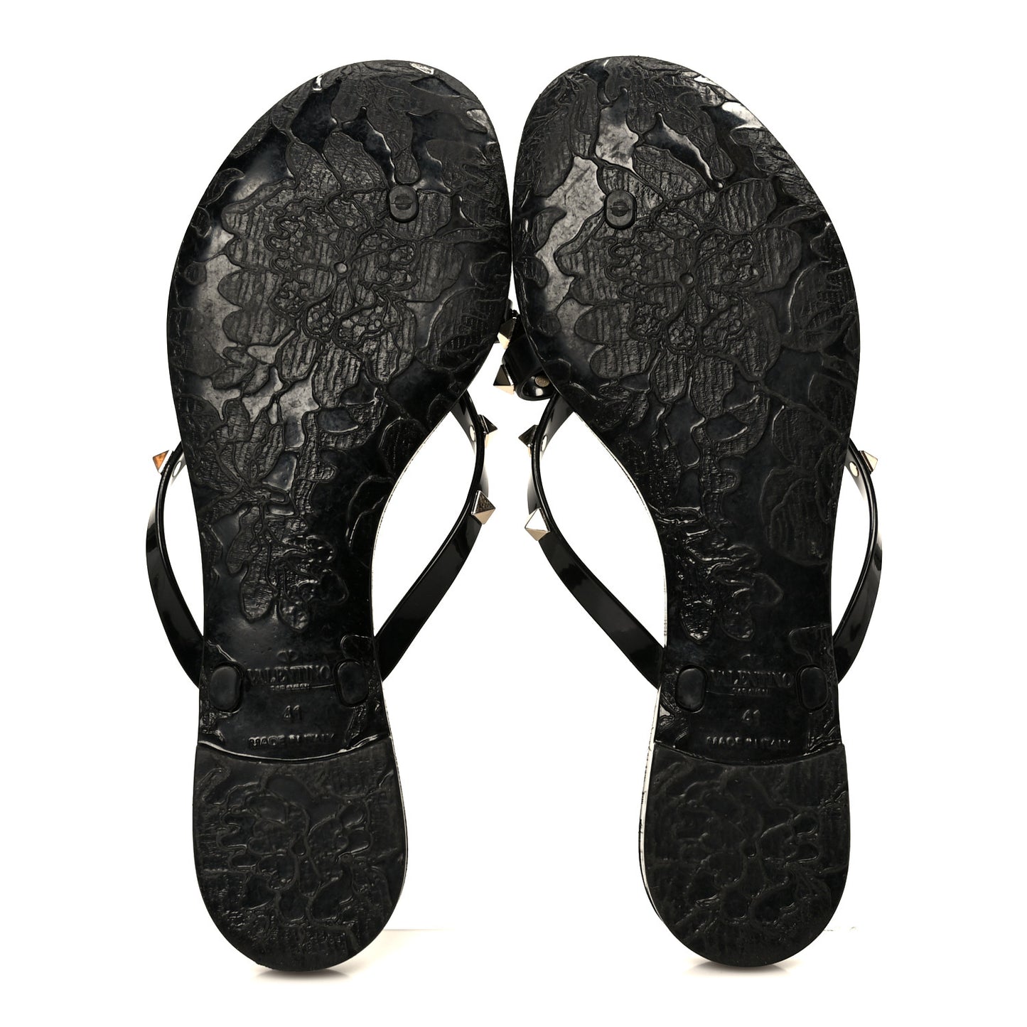 PVC Jelly Rockstud Bow Thong Sandals 41 Black