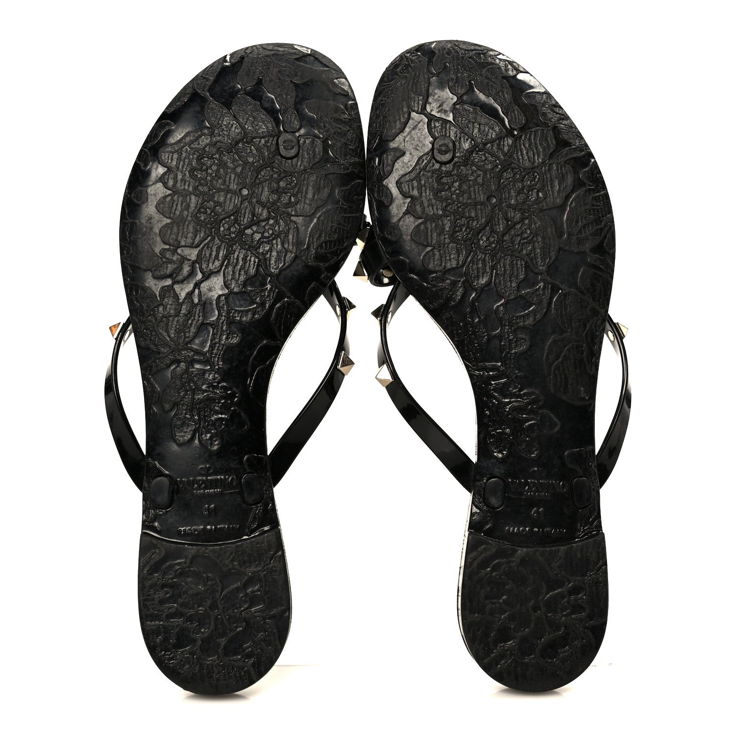Valentino Garavani PVC Jelly Rockstud Bow Thong Sandals 41 Black 6 of 8