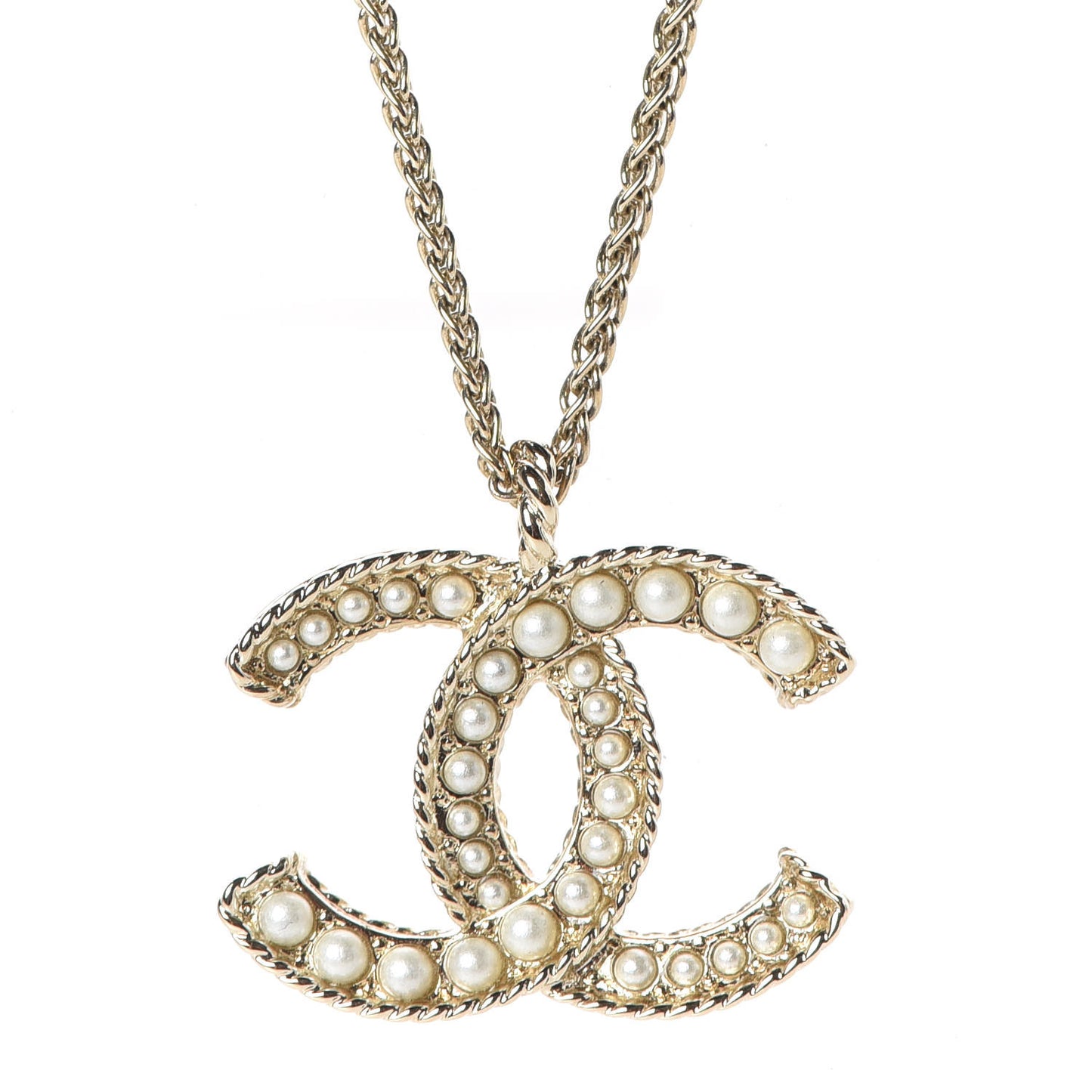 Pearl CC Pendant Necklace Gold
