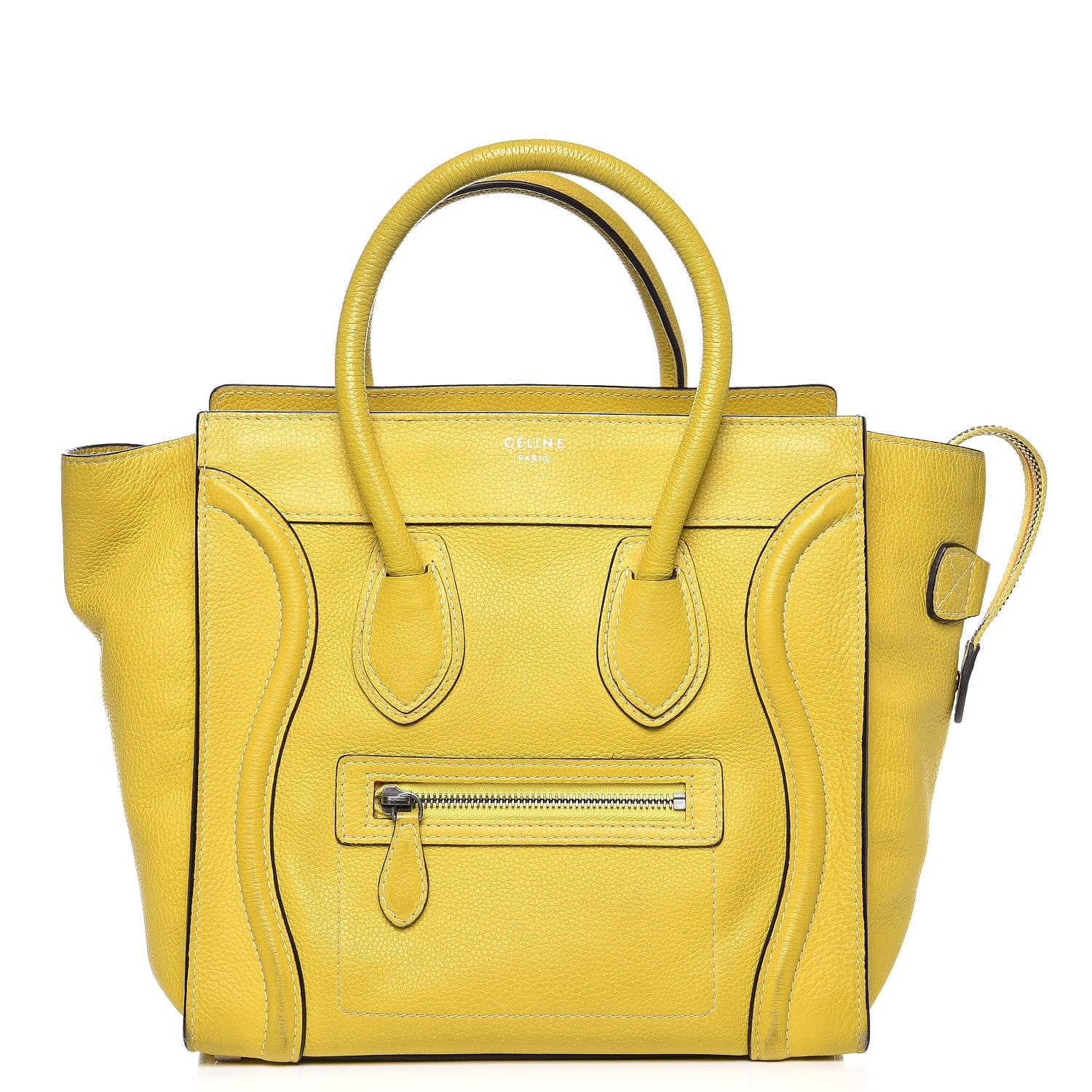 Celine Drummed Calfskin Micro Luggage Citron 1 of 19
