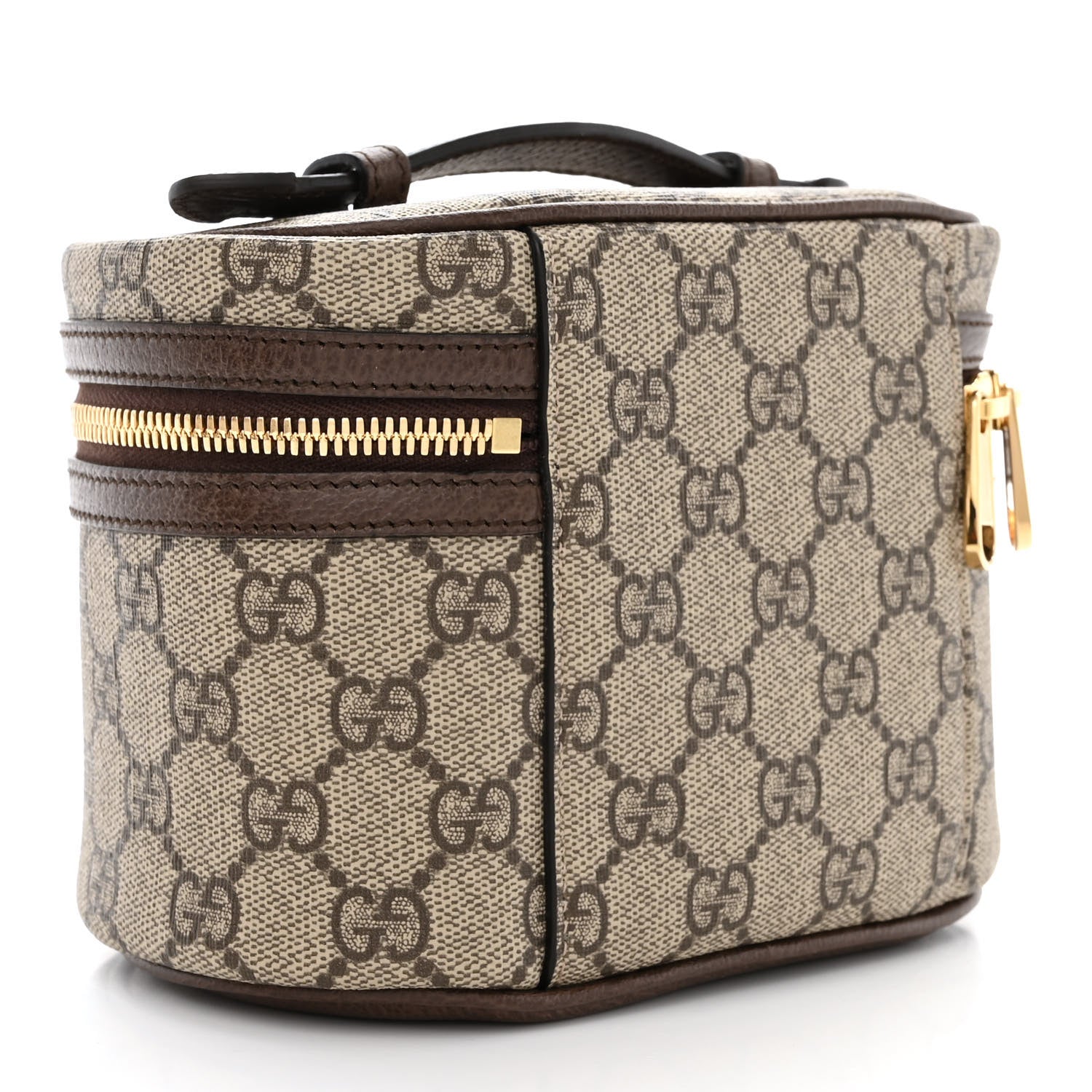 Gucci GG Supreme Monogram Textured Calfskin Web Ophidia Vanity Cosmetic Case Beige Ebony New Acero 3 of 11