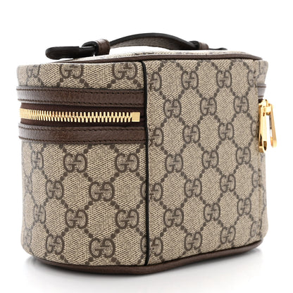 Gucci GG Supreme Monogram Textured Calfskin Web Ophidia Vanity Cosmetic Case Beige Ebony New Acero 3 of 11