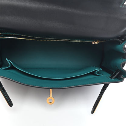 Hermes Swift Horseshoe Kelly Retourne 25 Bleu Indigo Malachite 4 of 8