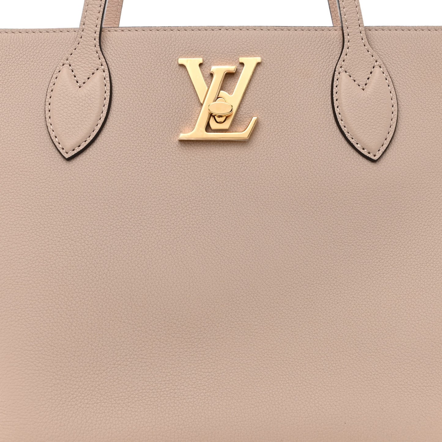 Grained Calfskin Lockme Shopper Greige