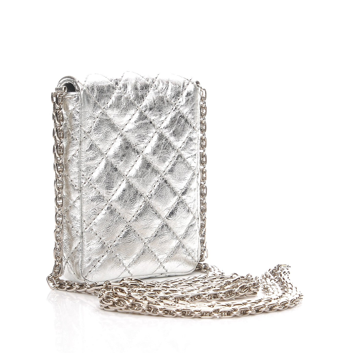 Aged Calfskin Quilted 2.55 Reissue Phone Case Silver
