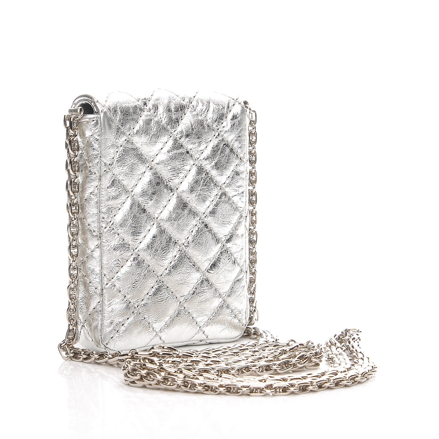 Chanel Aged Calfskin Quilted 2.55 Reissue Phone Case Silver 3 of 7
