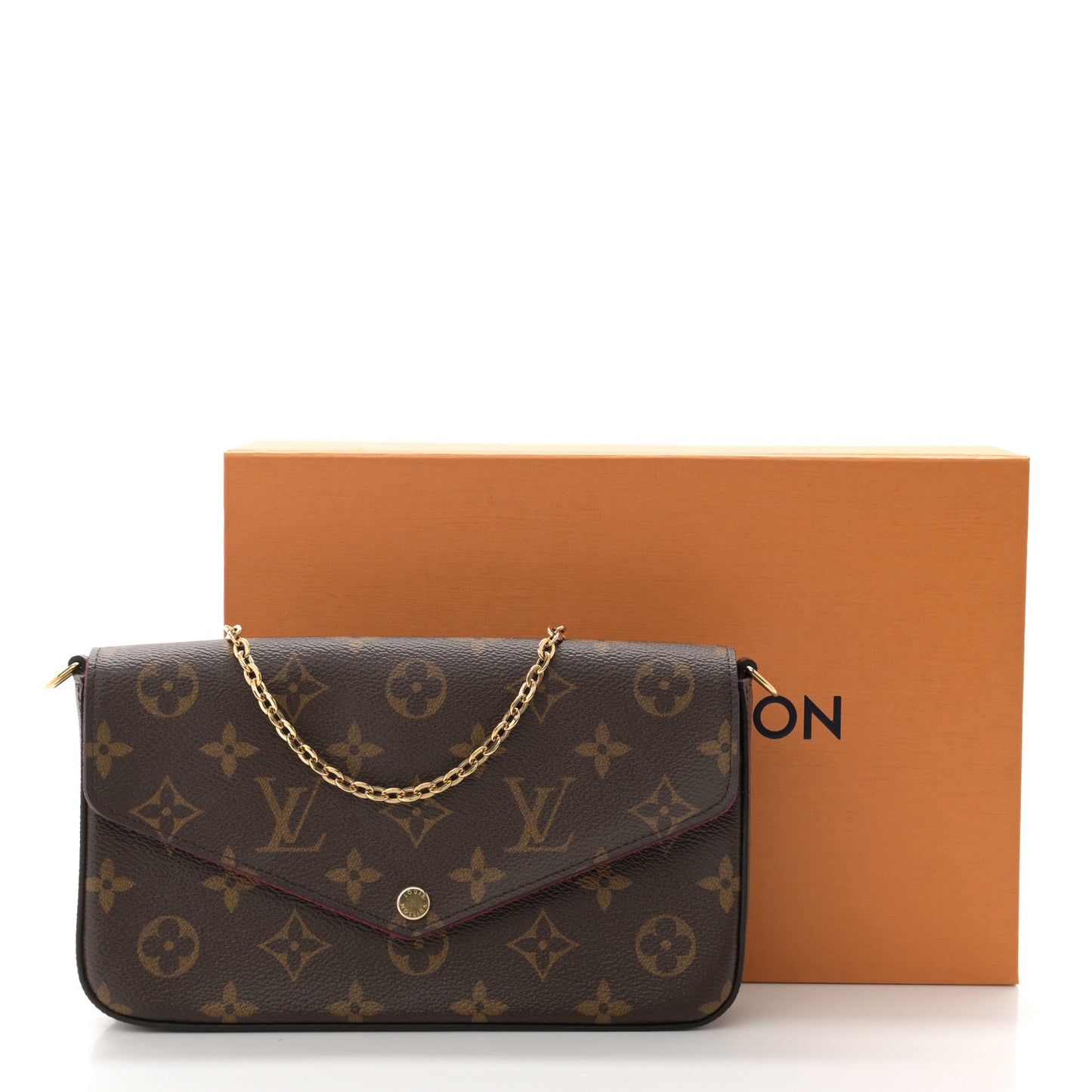Monogram Pochette Felicie Chain Wallet Fuchsia
