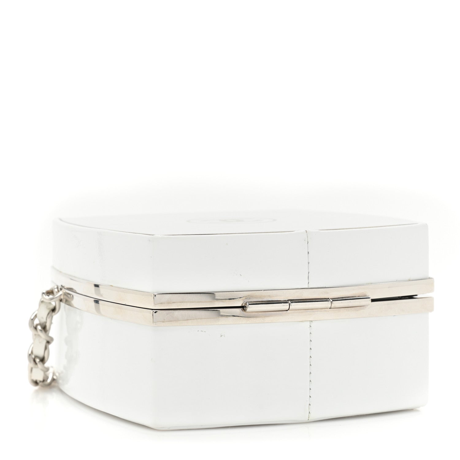 Chanel Patent Goatskin Quilted Make-Up Box Clutch With Chain White 5 of 18