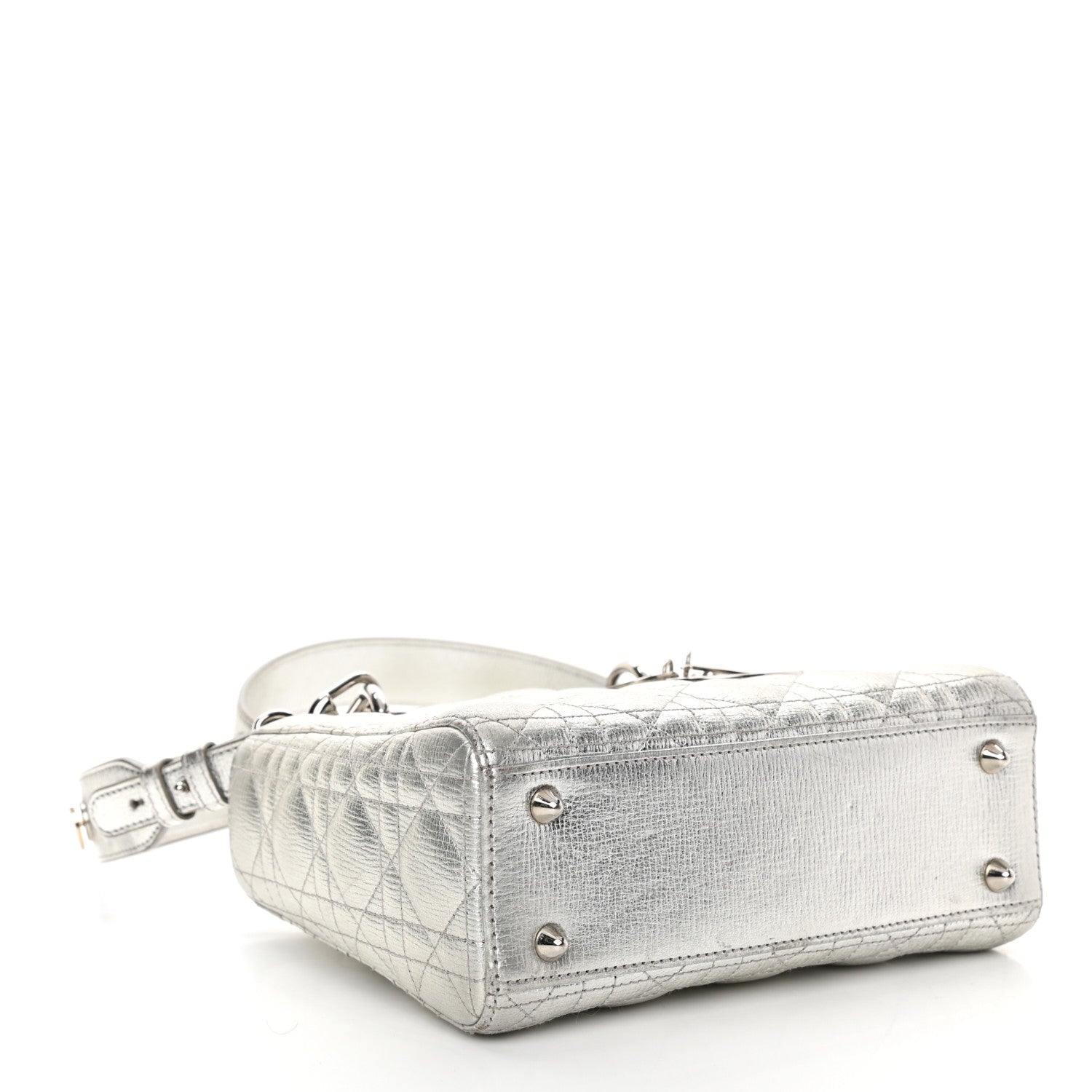Christian Dior Metallic Grained Calfskin Cannage Small Lucky Badges My Lady Dior Silver 4 of 14