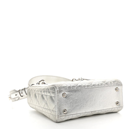 Christian Dior Metallic Grained Calfskin Cannage Small Lucky Badges My Lady Dior Silver 4 of 14