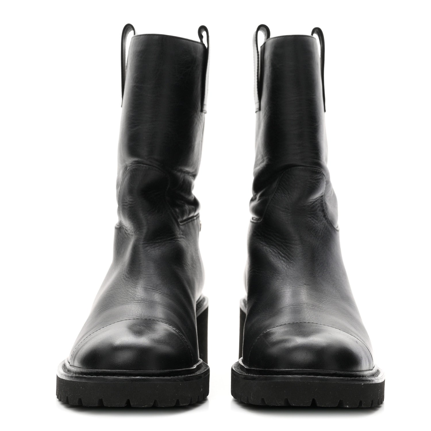 Chanel Calfskin CC Ankle Boots 37.5 Black 3 of 10