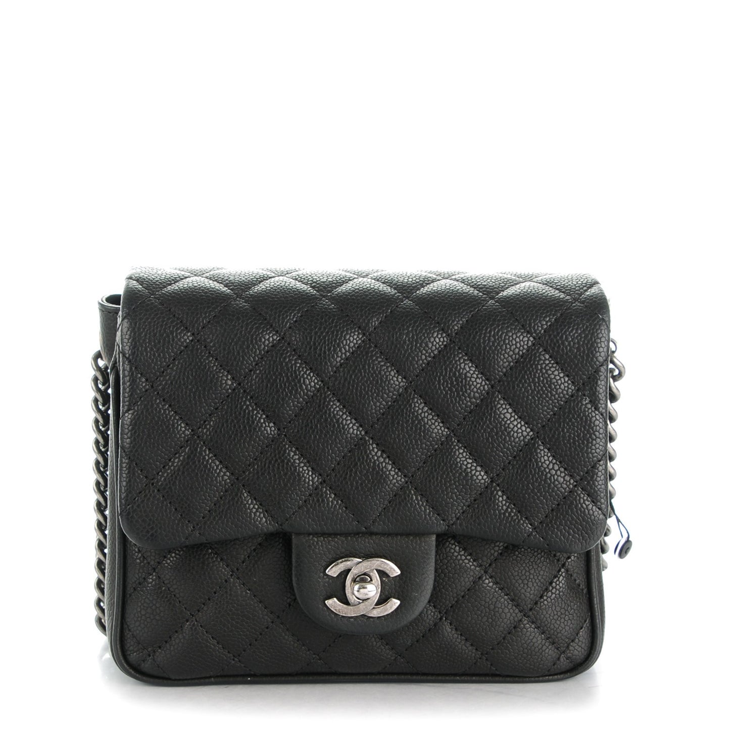 Caviar Quilted Small Rock In Rome Flap Black