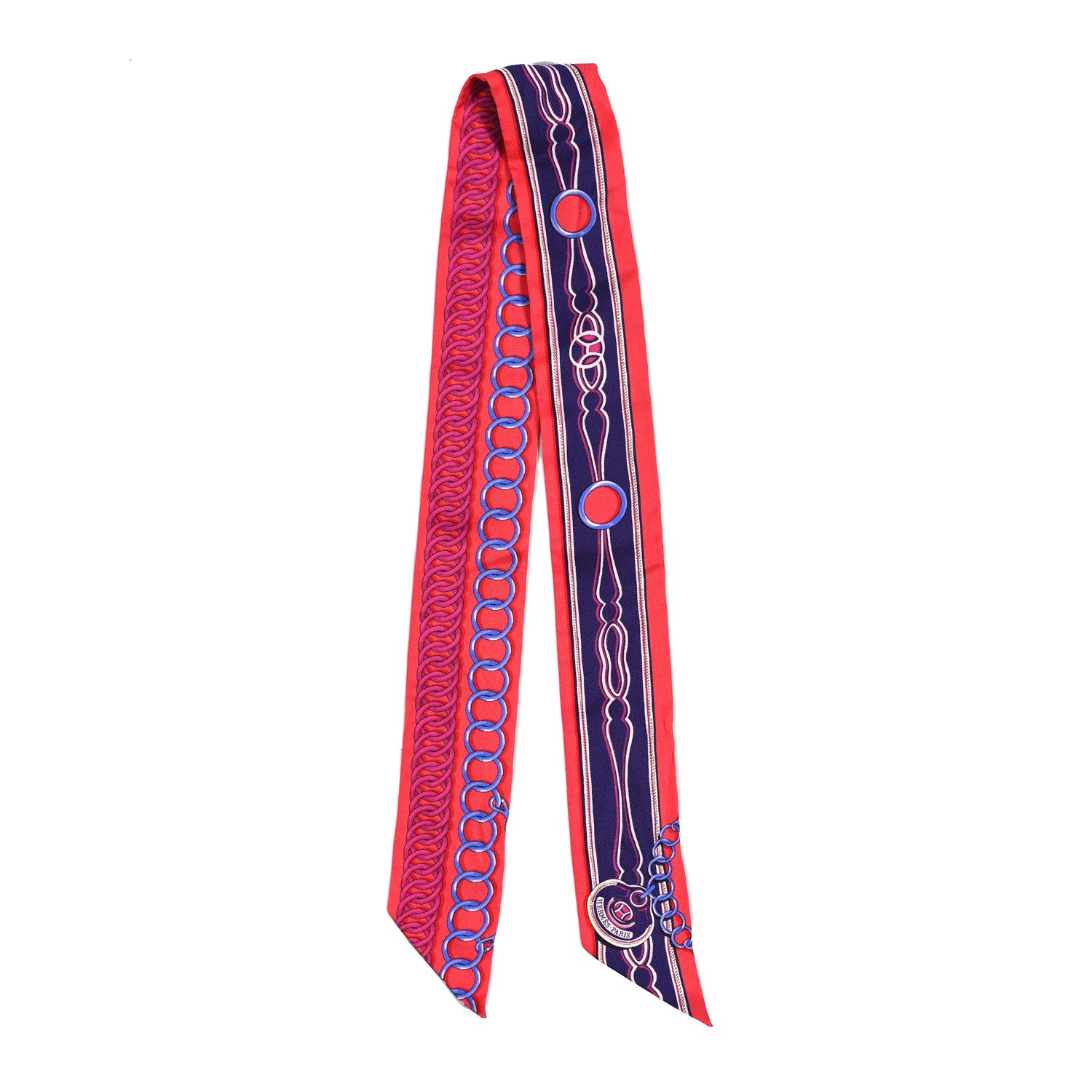 Hermes Silk Maillons Twilly Rouge Indigo Fuchsia 2 of 4