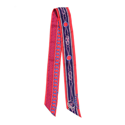Hermes Silk Maillons Twilly Rouge Indigo Fuchsia 2 of 4