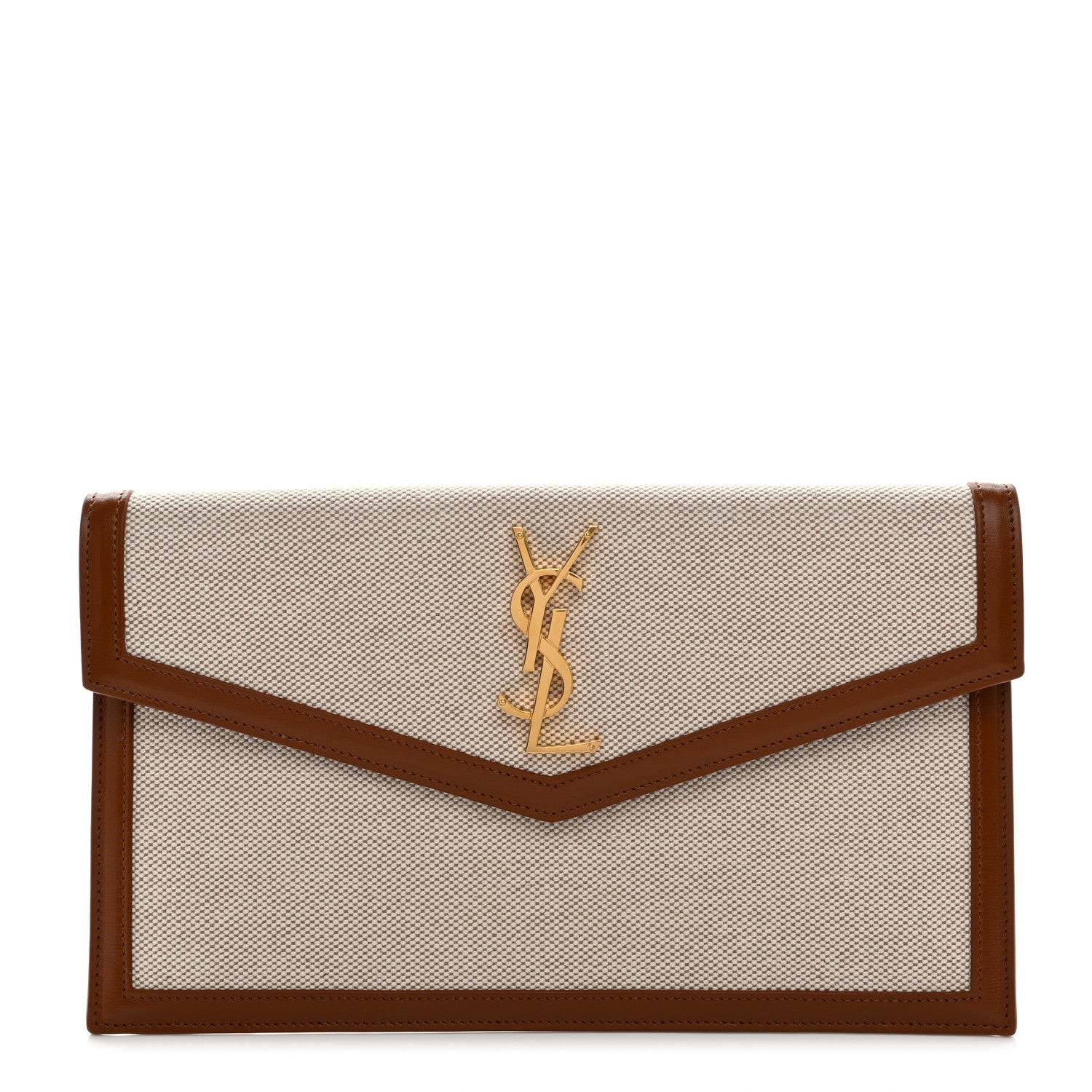 Saint Laurent Canvas Uptown Pouch Natural Beige Brick 1 of 7