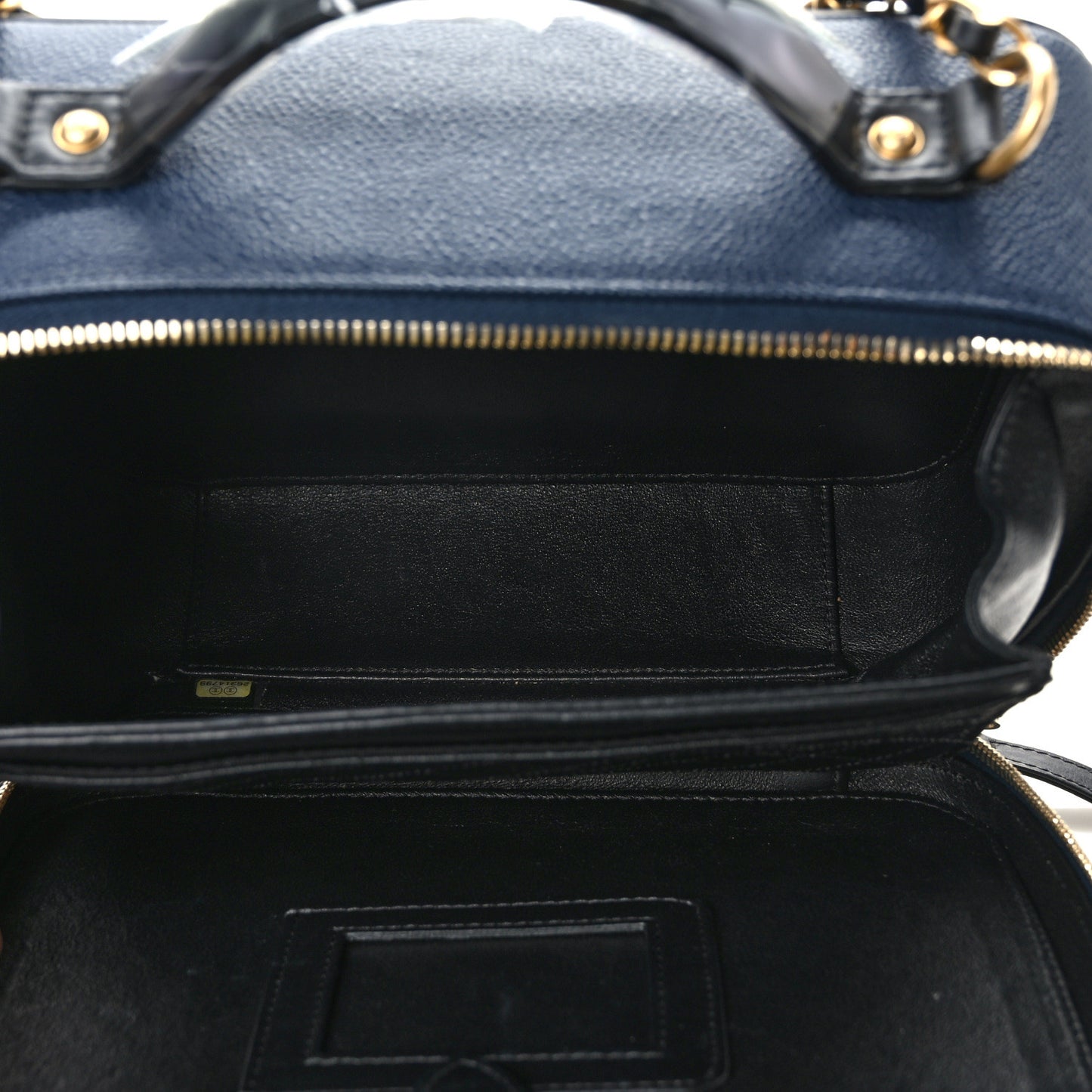 Caviar Quilted Large CC Filigree Vanity Case Navy