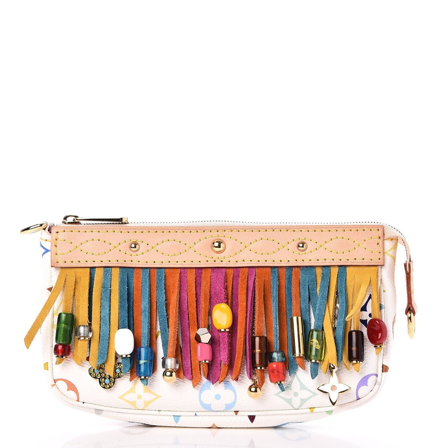 Monogram Multicolor Fringe Pochette Accessories White