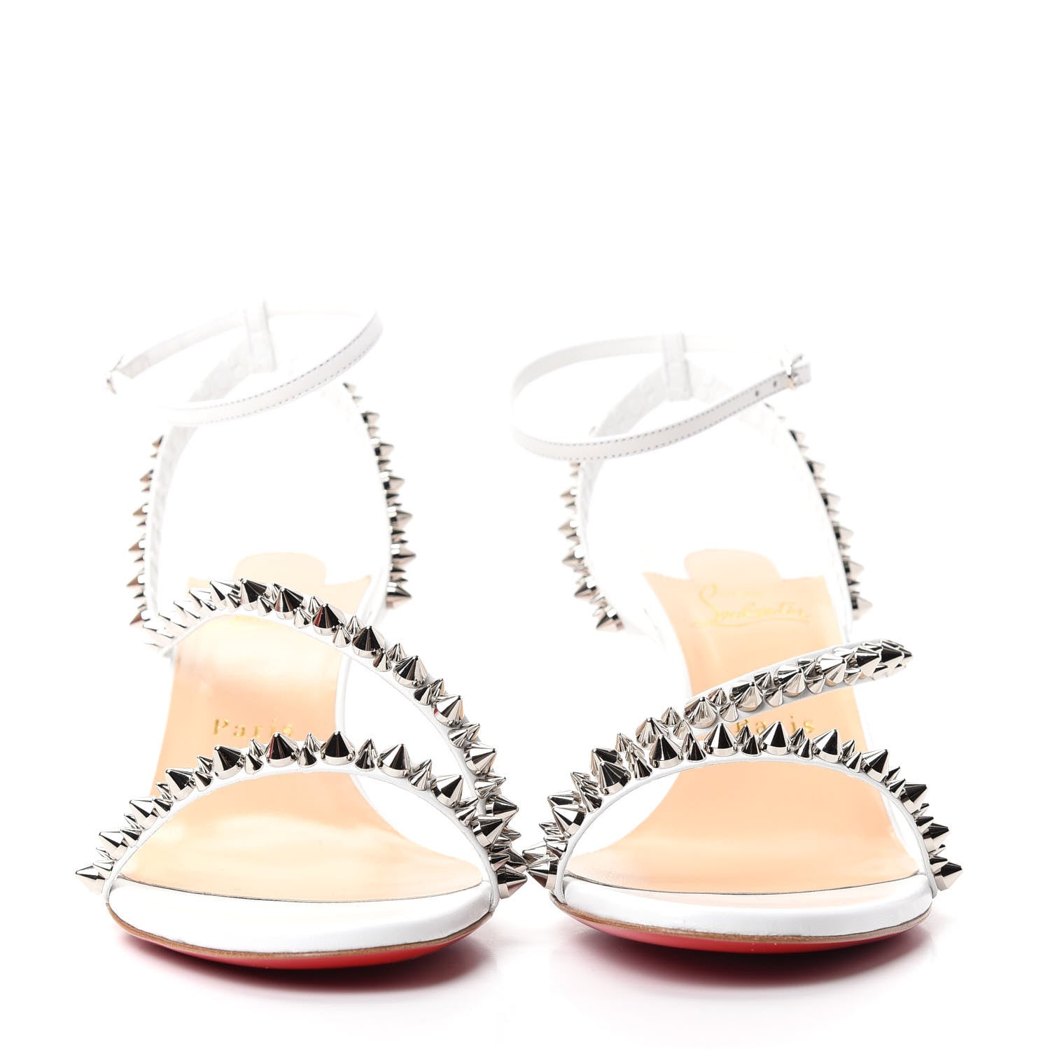 Christian Louboutin Kid Spikes Mafaldina 70 Sandals 40 White Silver 2 of 10