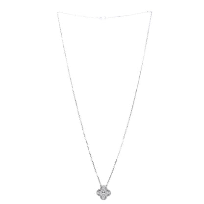 Van Cleef & Arpels 18K White Gold Diamond Vintage Alhambra Pendant Necklace 3 of 8