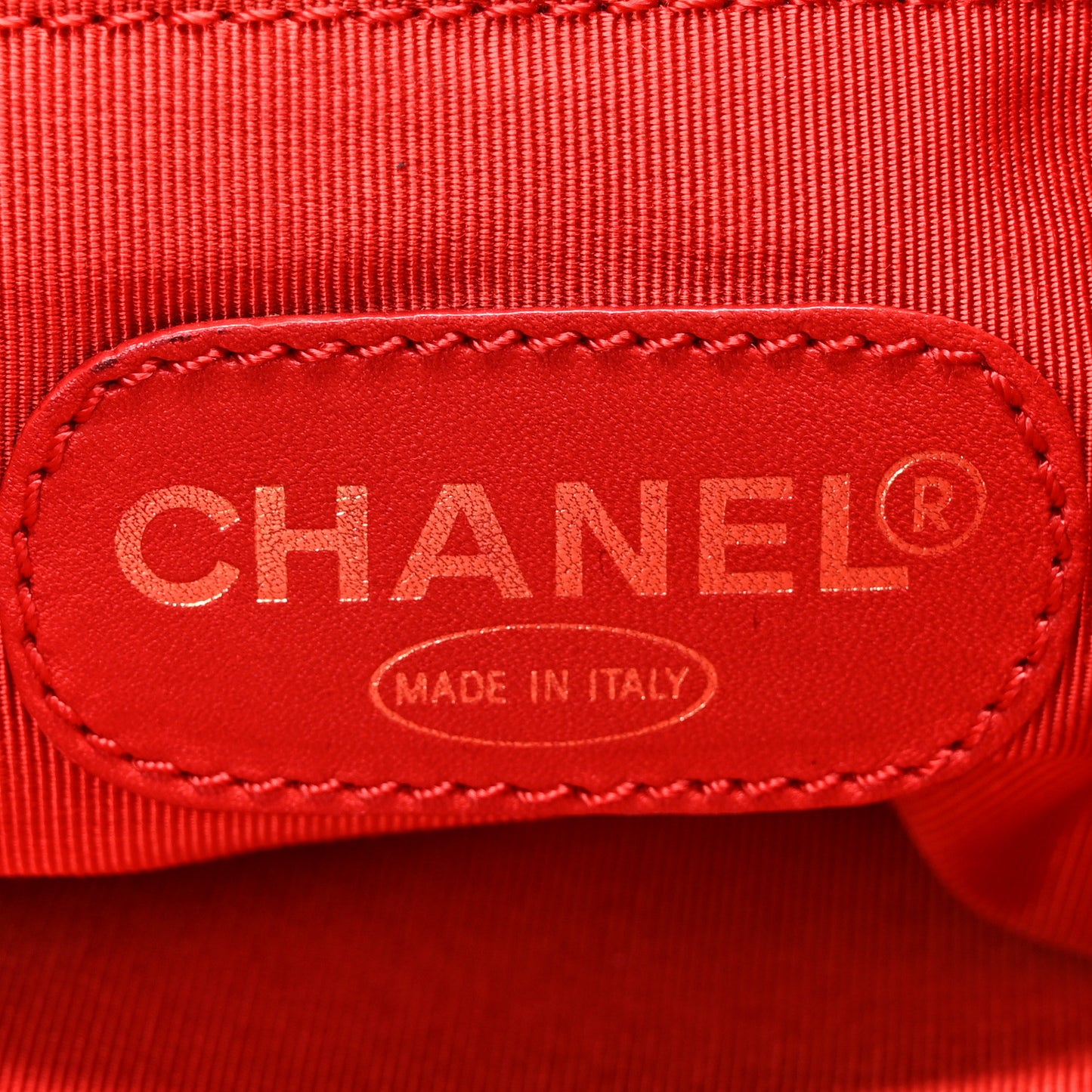 Lambskin CC Stitched Logo Tote Red