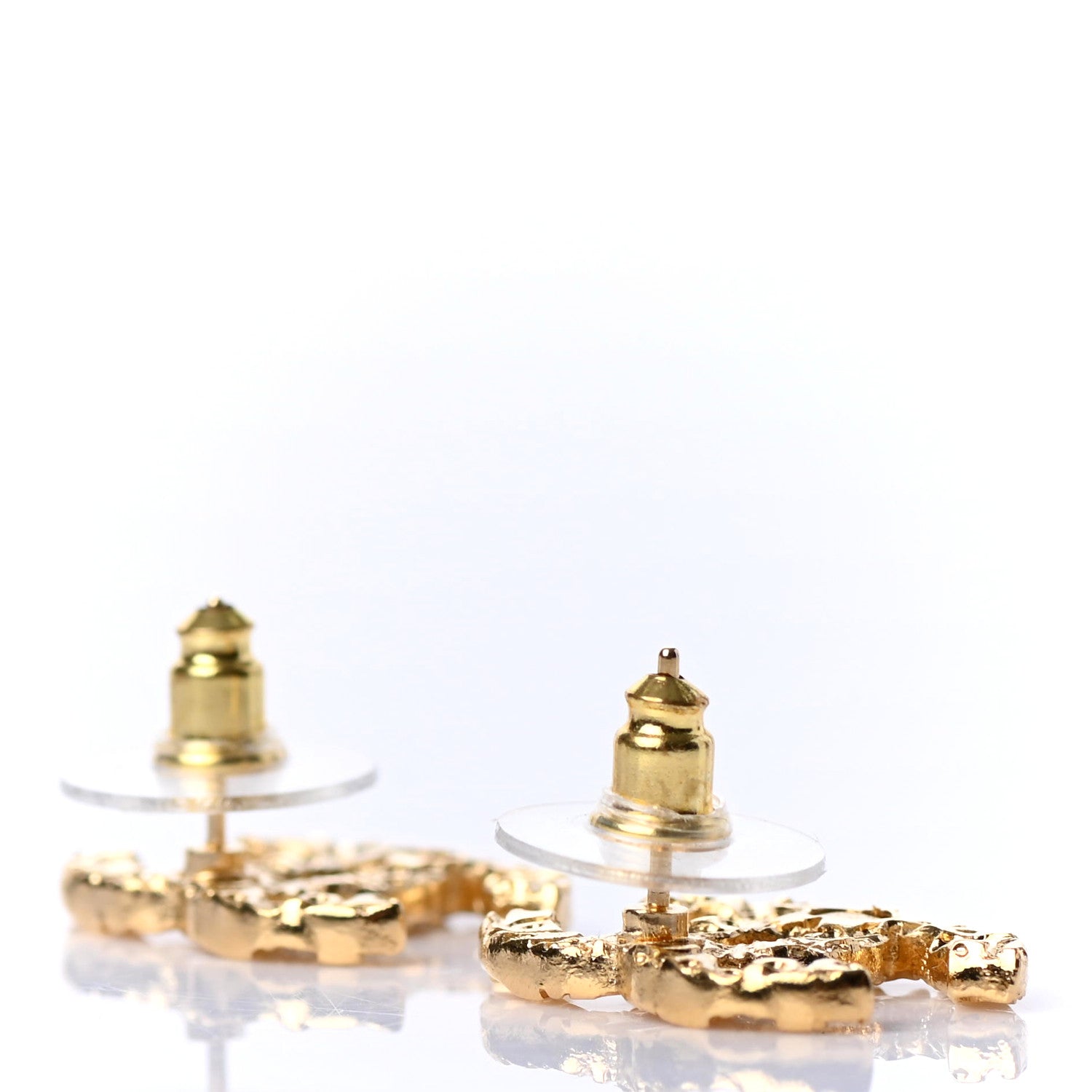 Chanel Metal Textured CC Earrings Gold 3 of 4