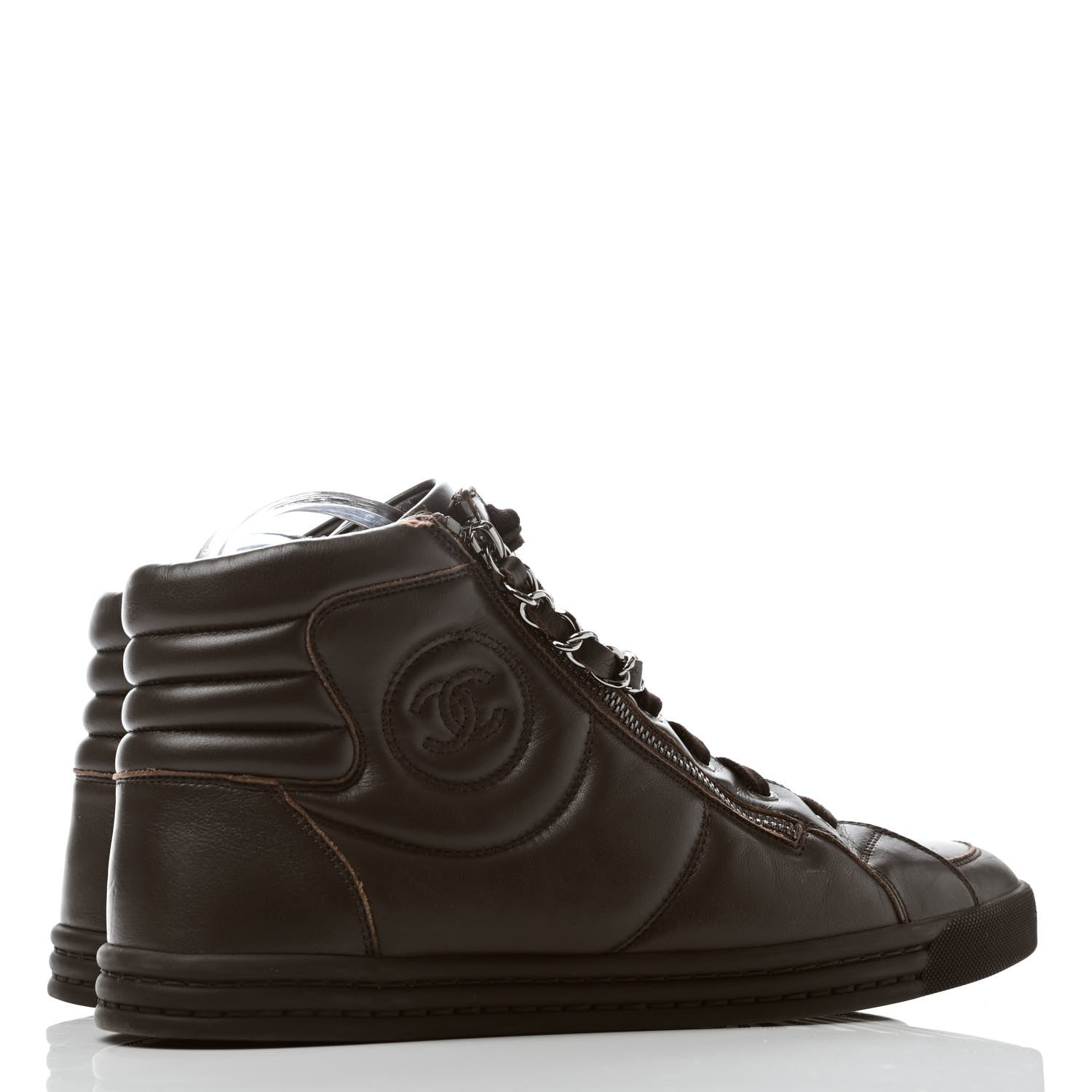 Chanel Calfskin Mens Zipped Sneakers 43 Brown 3 of 4