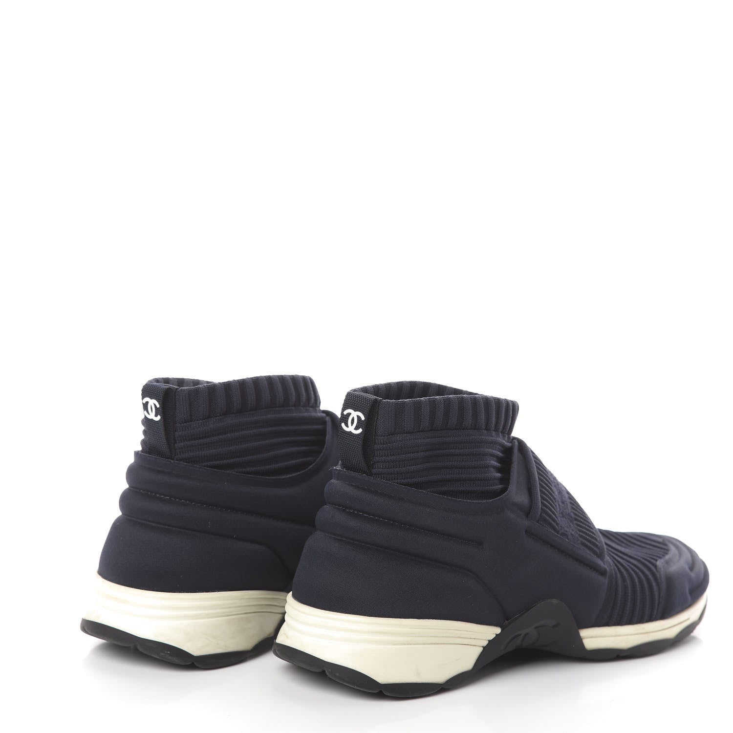 Chanel Stretch Fabric CC Sneakers 37 Blue 4 of 7
