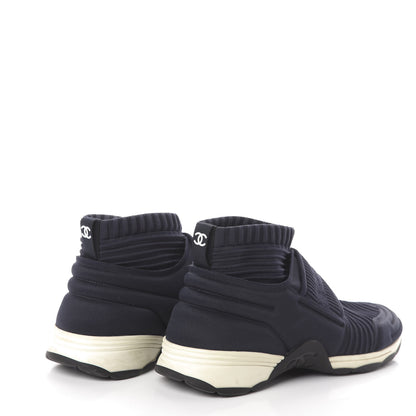 Chanel Stretch Fabric CC Sneakers 37 Blue 4 of 7