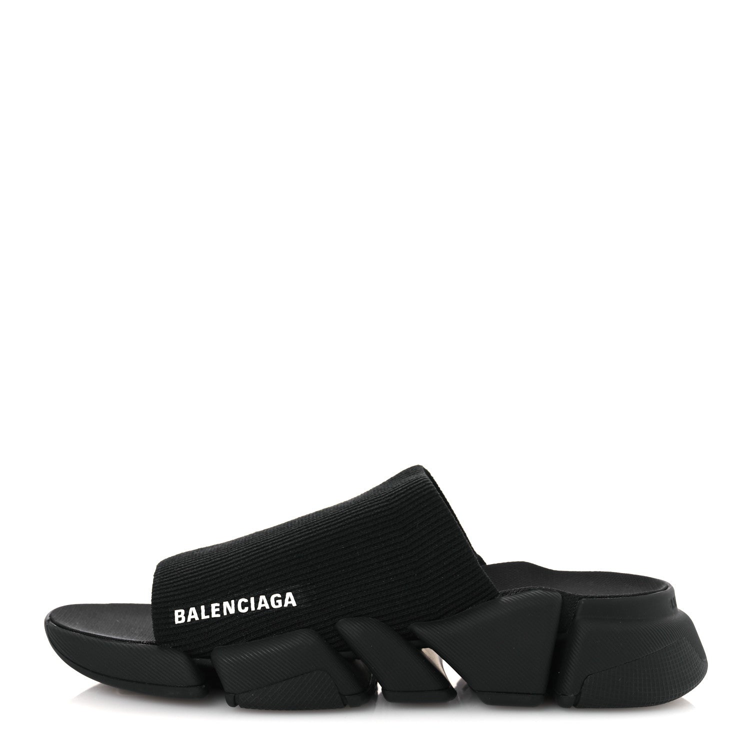 Balenciaga Technical 3D Recycled Knit Womens Speed 2.0 Slide Sandals 39 Black 1 of 11