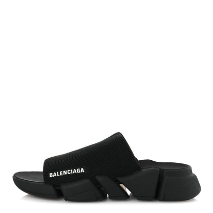 Balenciaga Technical 3D Recycled Knit Womens Speed 2.0 Slide Sandals 39 Black 1 of 11