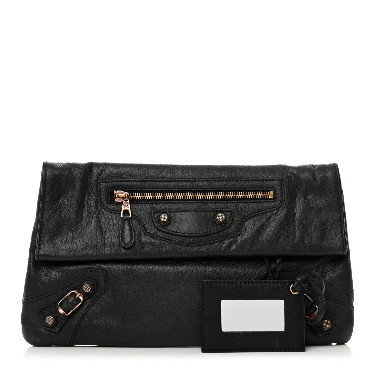 Agneau Giant 12 Rose Gold Hardware Envelope Clutch Black