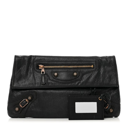 Balenciaga Agneau Giant 12 Rose Gold Hardware Envelope Clutch Black 1 of 8