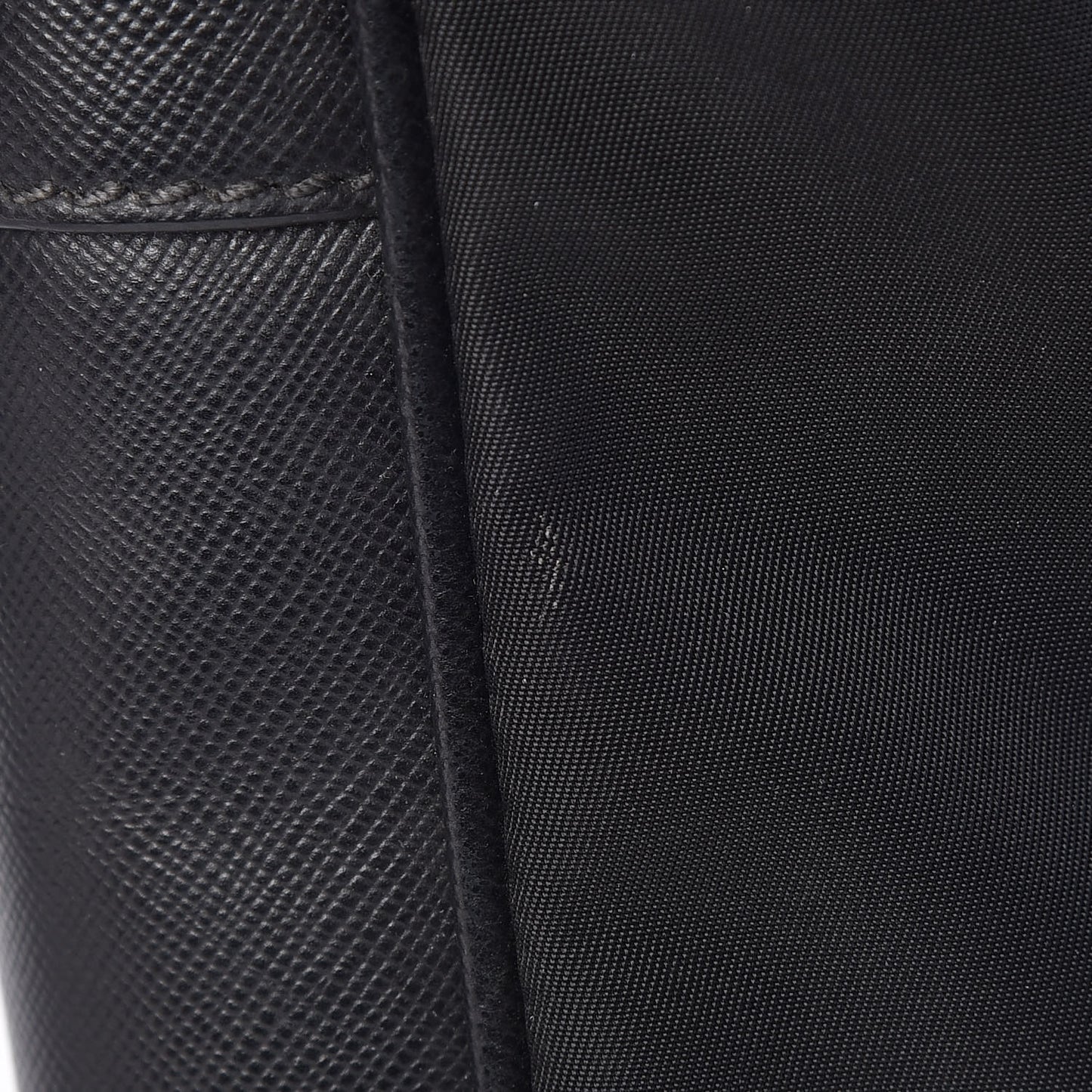 Tessuto Nylon Saffiano Metal Triangle Logo Work Bag Black