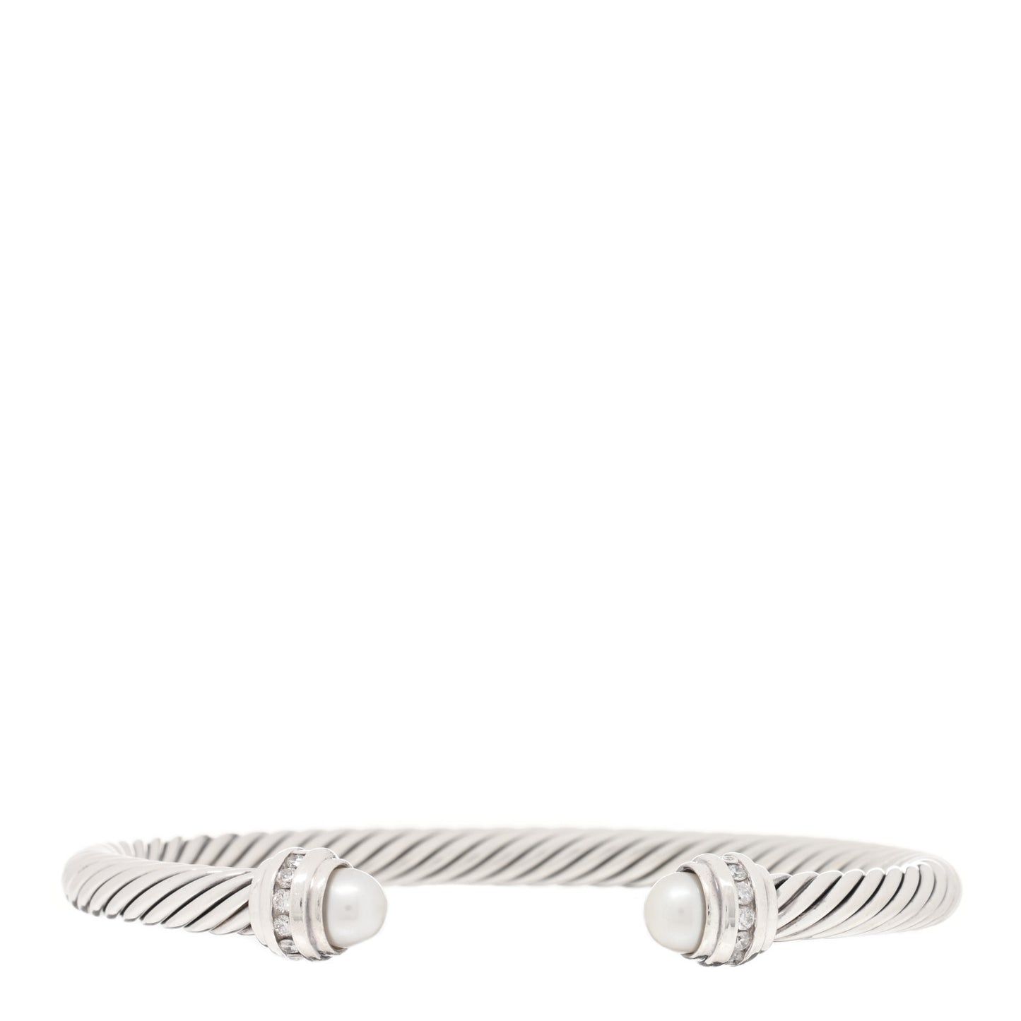 Sterling Silver Diamond Pearl 5mm Cable Classics Princess Bracelet